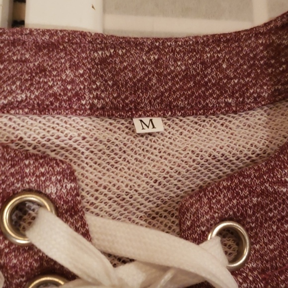 Lace Up Crop Top Sweater M - Picture 3 of 4